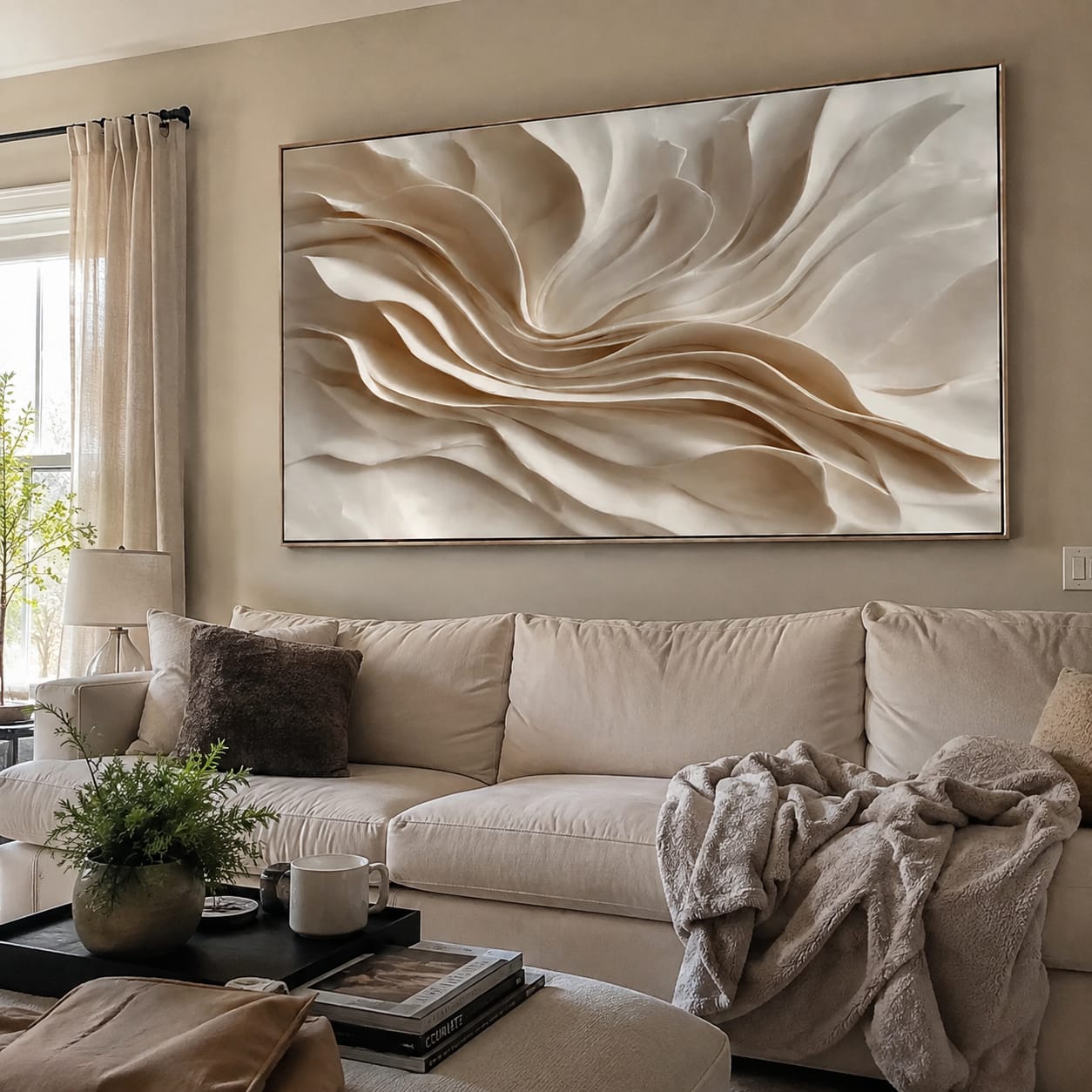 Customer photo review of Ivory Drift-Textured Abstract Painting