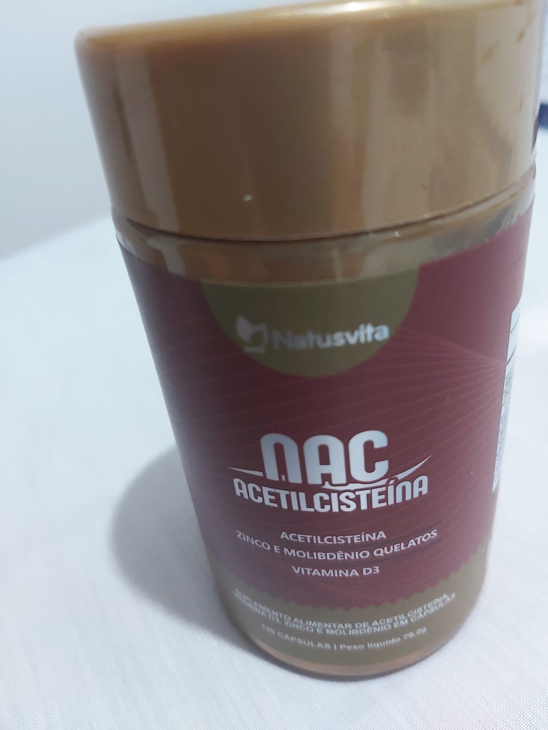 Customer photo review of NAC. 120 cápsulas. (N-Acetil Cisteína) com Zinco Quelato, Vitamina D3 e Molibdênio