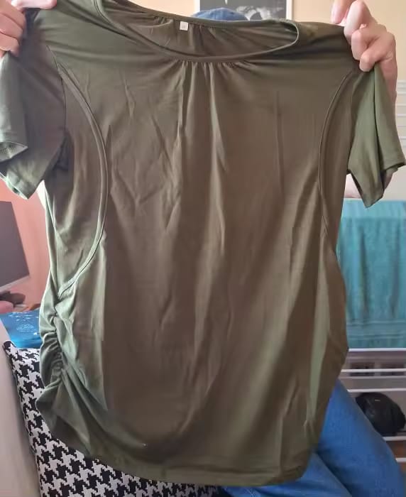 Customer photo review of Persephone - Women's Maternity Nursing Top – Double-Layer Breastfeeding T-Shirt with Short Sleeves