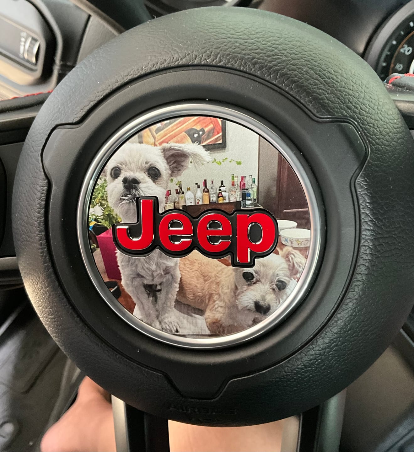 Customer photo review of Design Your Own Steering Wheel Decal for Jeep