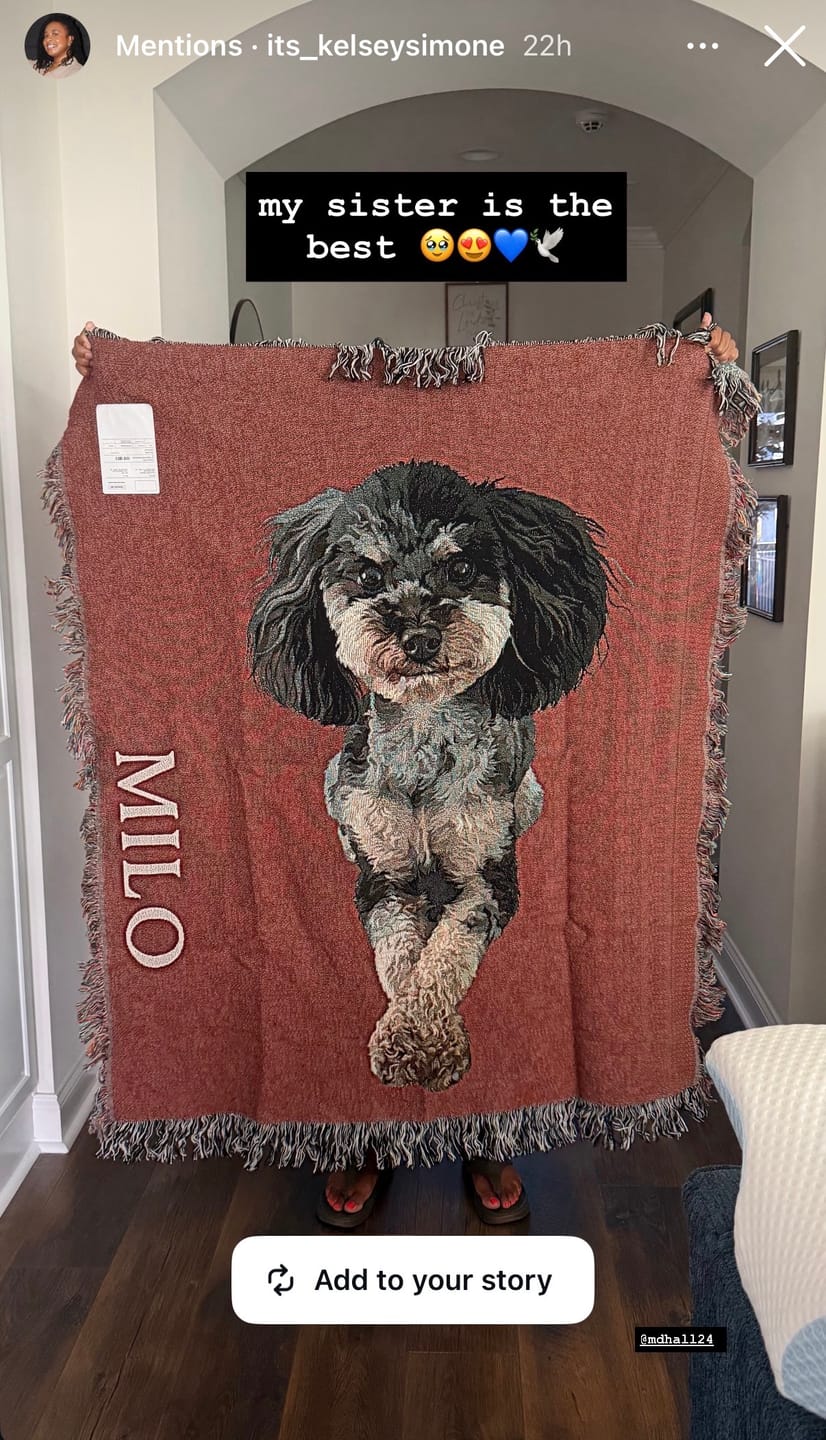 Customer photo review of Custom Heirloom Pet Throw Blanket