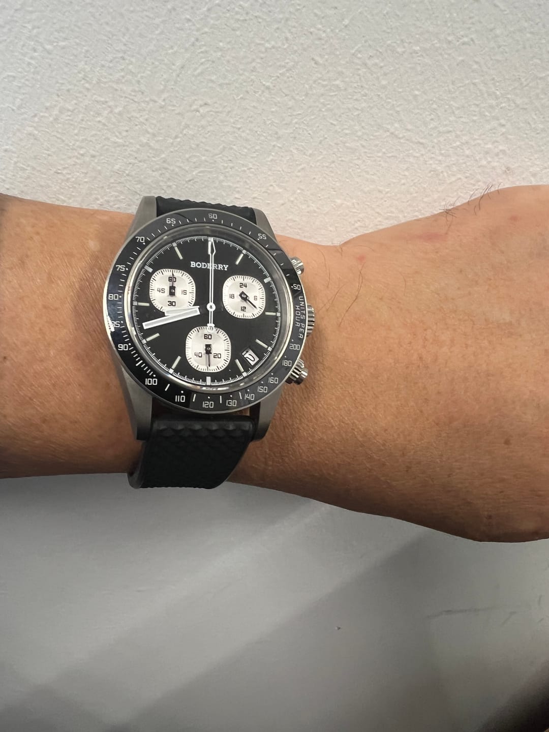 Customer photo review of GOLDACE - 100M WR Titanium Mecha-Quartz Chronograph Watch | Black