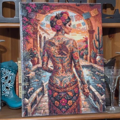 Customer photo review of Mexican Eagle Tattoo Woman (Diamond Painting)