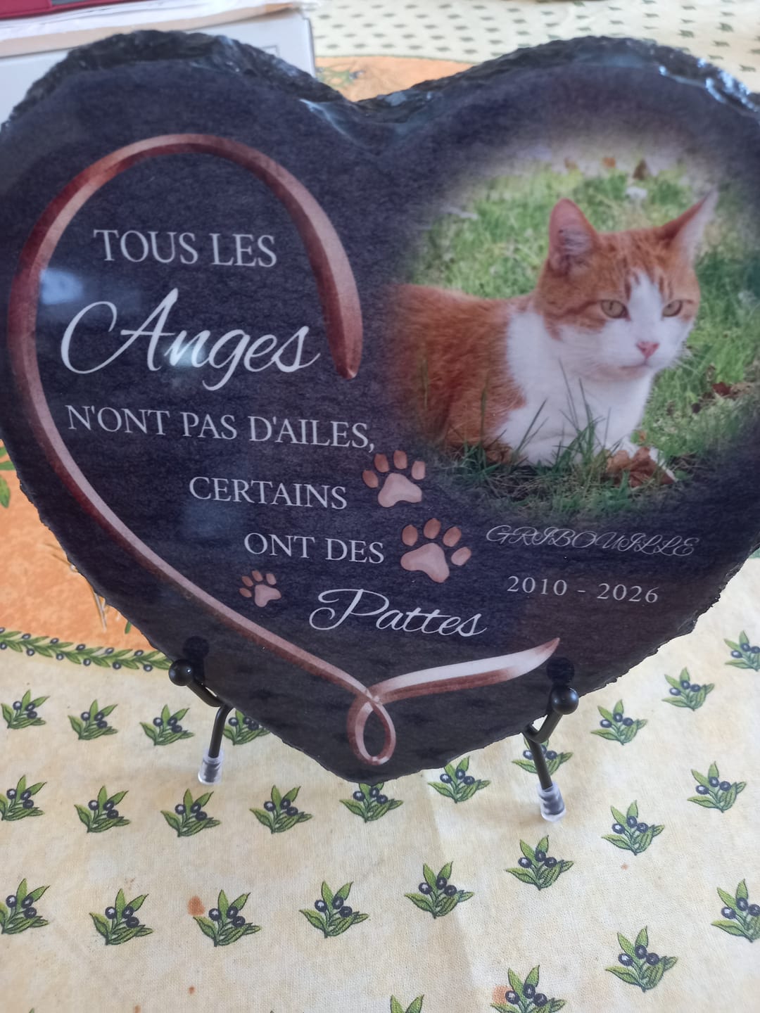 Customer photo review of Anges avec pattes - Cœur en ardoise personnalisé