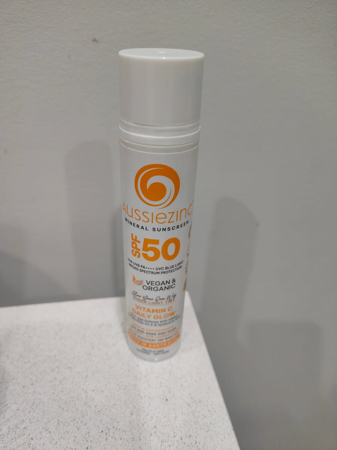 Customer photo review of Anti-Aging Vitamin C Daily Glow SPF50 Organic Mineral Zinc Sunscreen