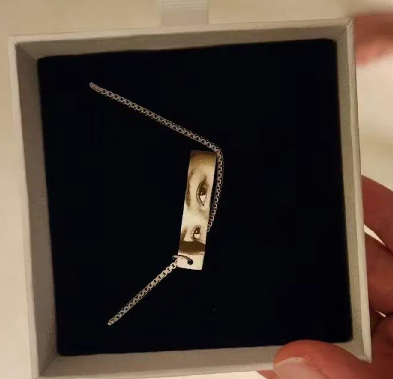 Customer photo review of Custom Eyes Necklace