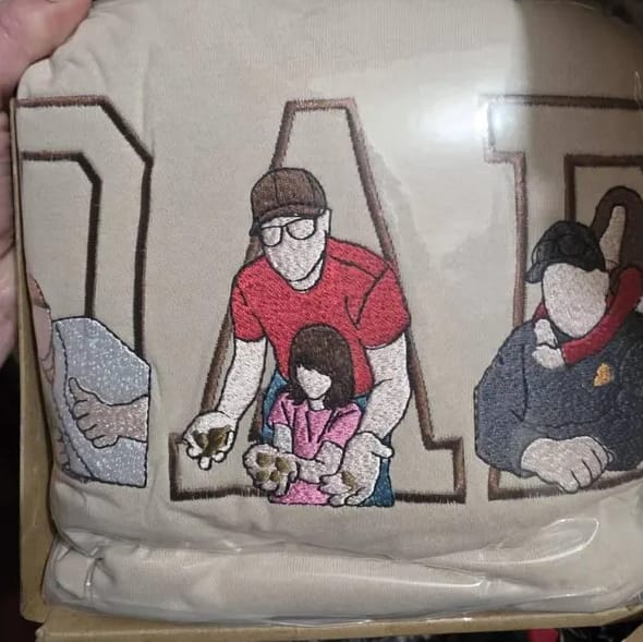 Customer photo review of Custom Photo Portrait Embroidery Sweatshirt T-shirt Father's Day- Gift For Dad