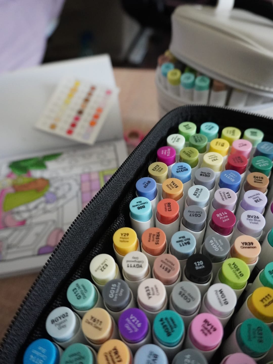 Customer photo review of Ohuhu Honolulu 120 Colors Dual Tips Alcohol Art Markers (New Color Codes)