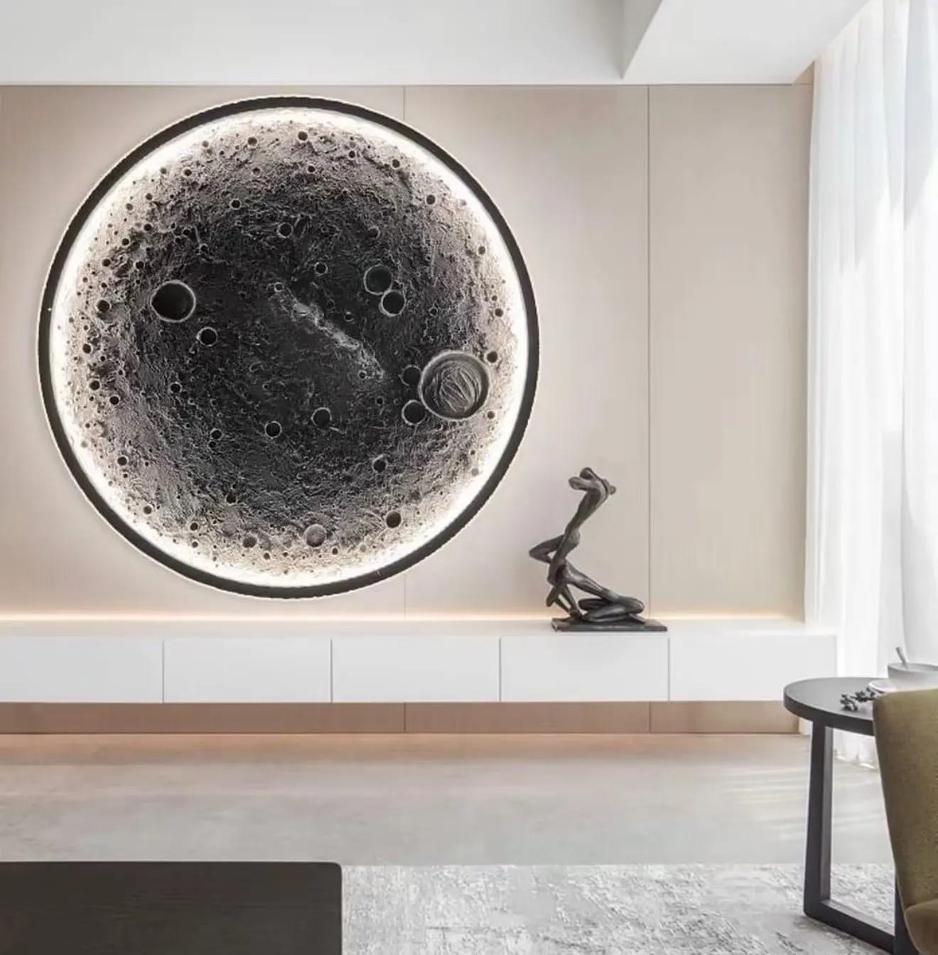Customer photo review of Rebellious Crescent Moon Wall Sconce, Aluminum Concrete-Look Outdoor Finish