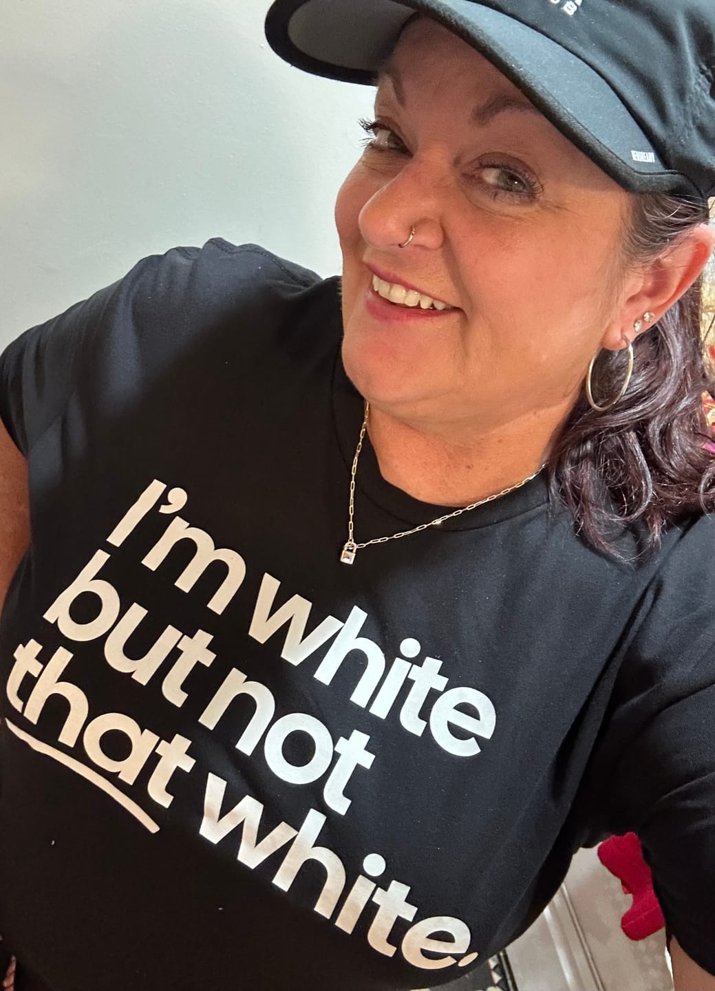 Customer photo review of I’m white but not that white Unisex Tee