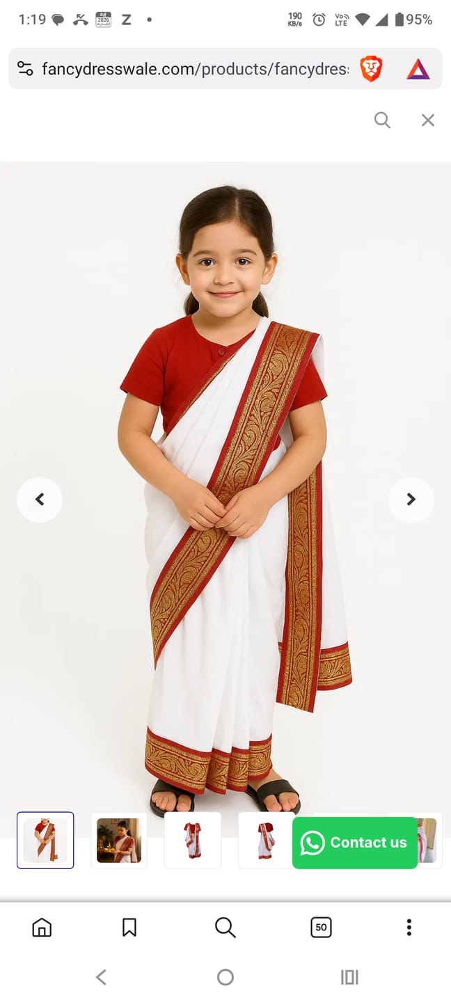 Customer photo review of Fancydresswale Bengali saree for girls State costume in fancy dress competitions