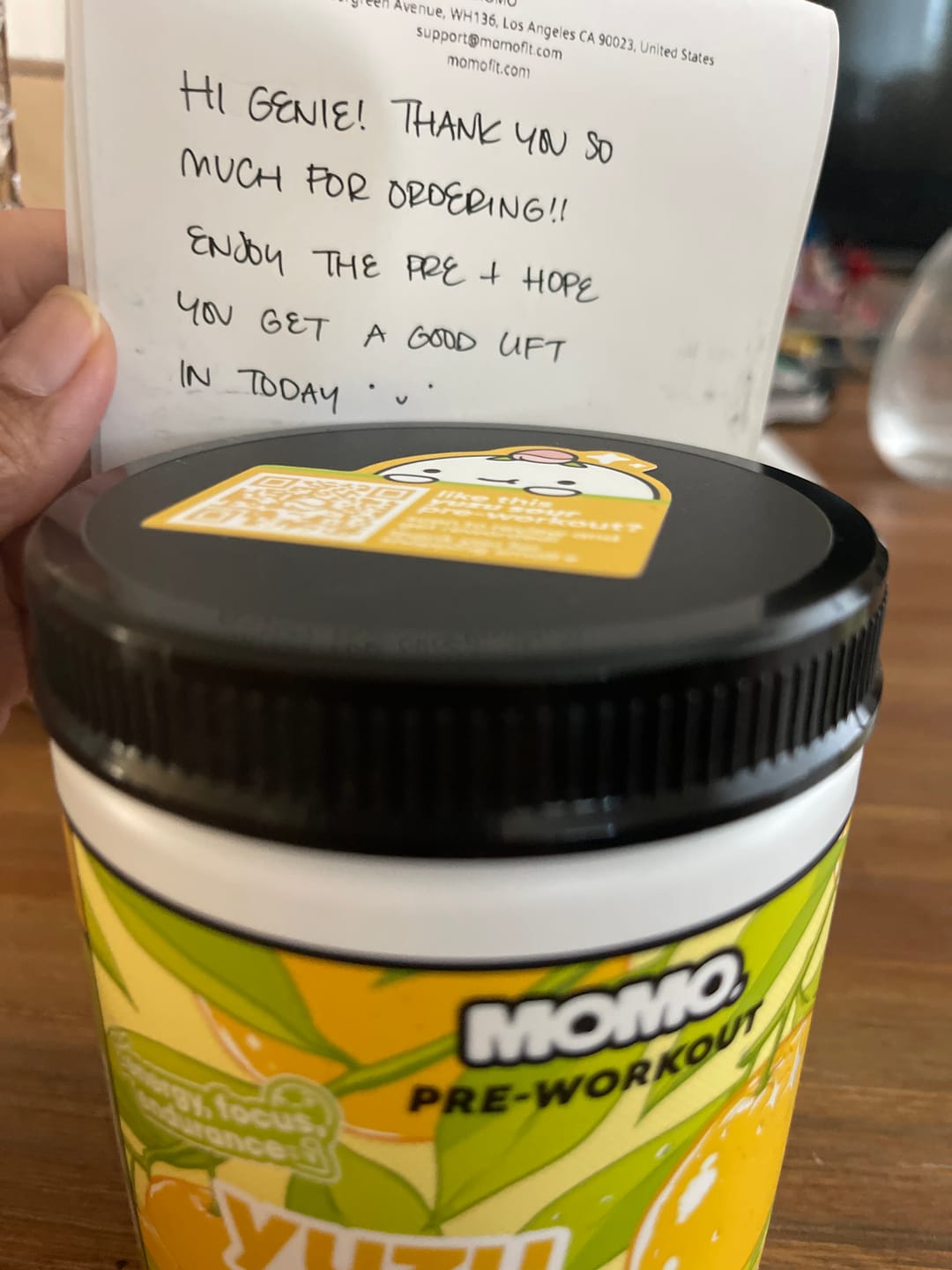 Customer photo review of MOMO® Pre-Workout | Yuzu Sour | 40 Scoops