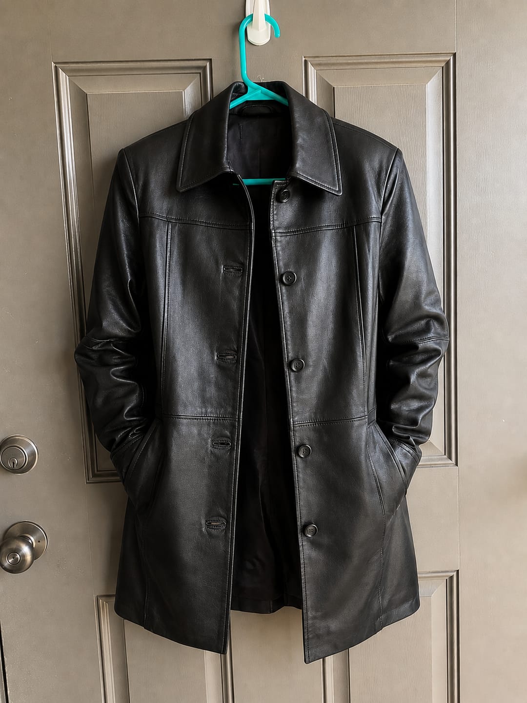 Customer photo review of Dawntime Black Leather Car Coat For Women