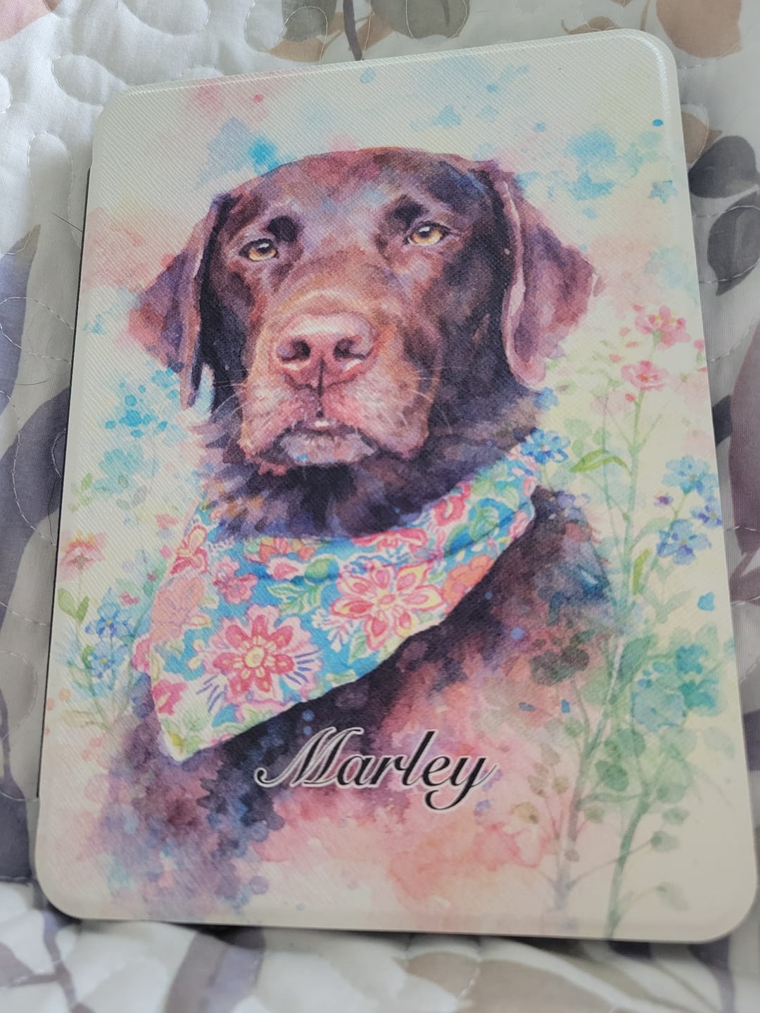 Customer photo review of Watercolor - Personalized Kindle Case