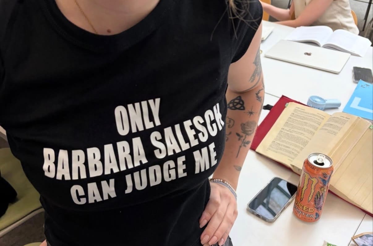 Customer photo review of Only Barbara Salesch can judge me Baby Tee