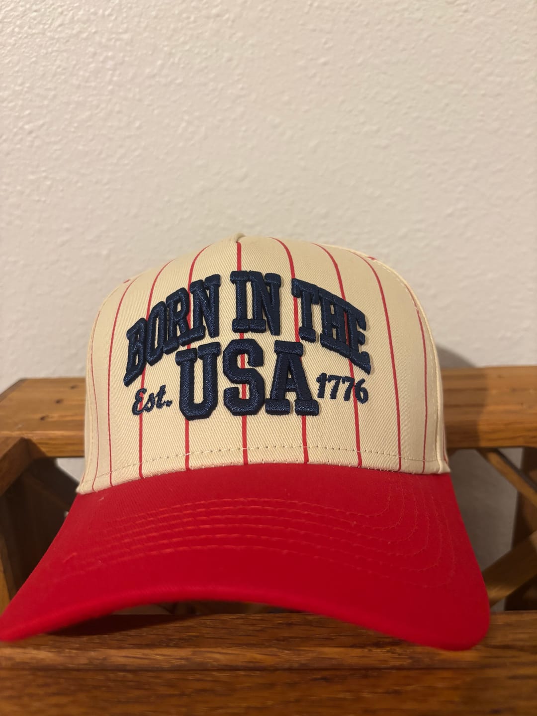 Customer photo review of Born in the USA Hat – Pinstripe