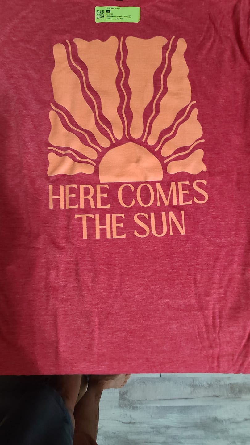 Customer photo review of Here Comes the Sun T-Shirt