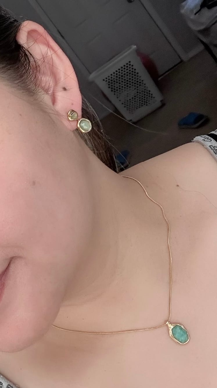 Customer photo review of Gold Aquamarine Pendant Necklace