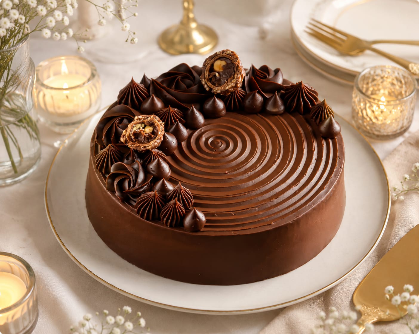 Customer photo review of Ferrero Rocher Chocolate Cake
