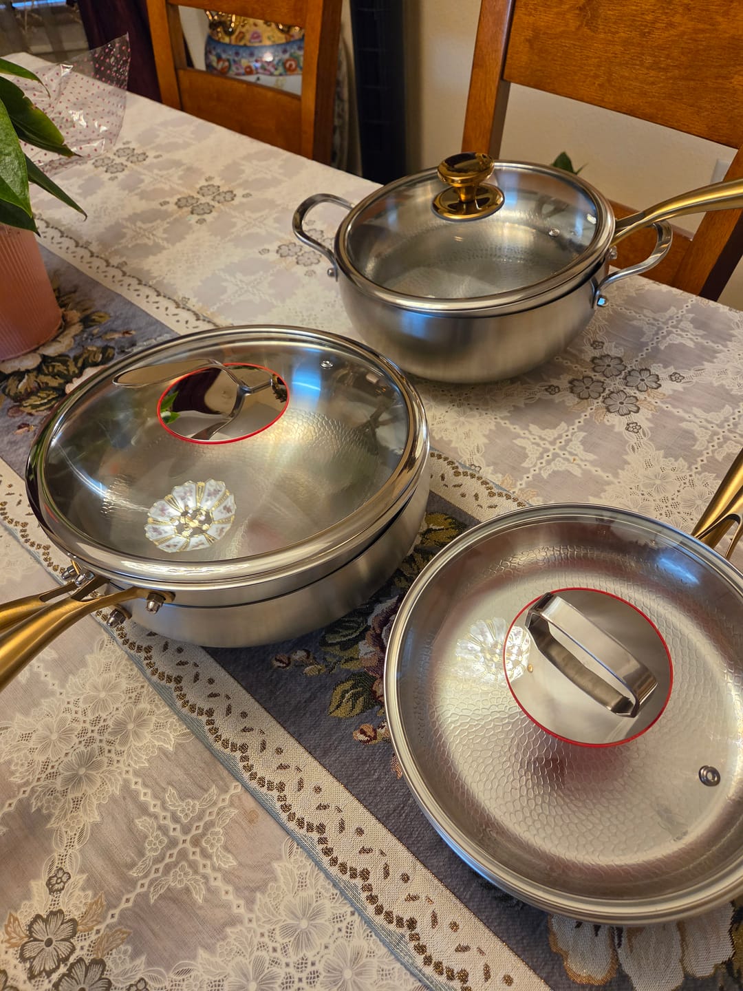 Customer photo review of Hand-Hammered Titanium Complete Kitchen Set with 3 Lids (10, 11 & 12 Inch)  I Limited Edition