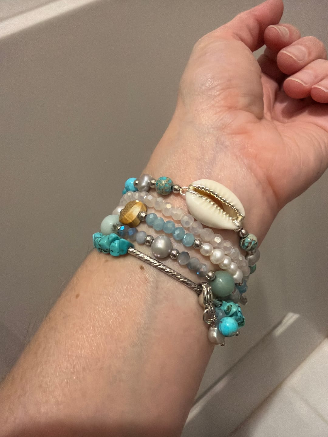 Customer photo review of Turquoise Tide Stretch Apple Watch Strap