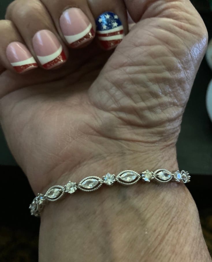 Customer photo review of Moira 18k White Gold Plated Tennis Bracelet with Simulated Diamond Crystals