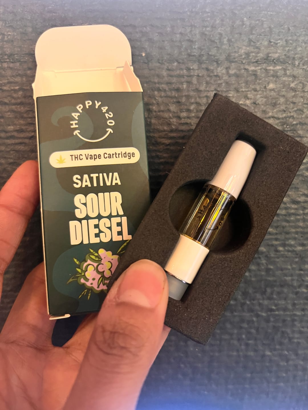 Customer photo review of THC Vape 1ml Postless Cartridge – Sour Diesel