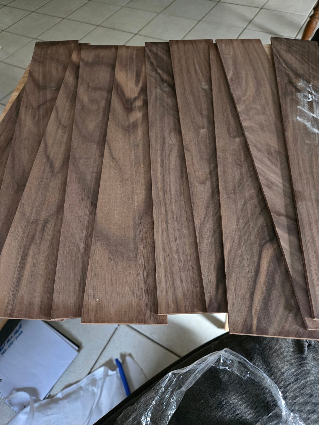Customer photo review of 10 Pack, Figured Black Walnut Thin Stock Lumber 18"x3"x1/8"#7697