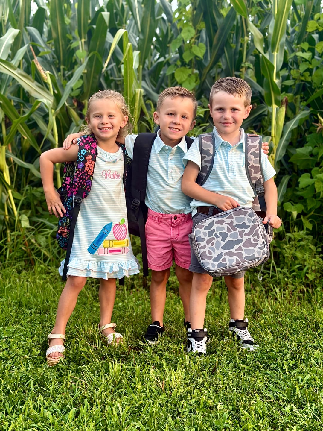 Customer photo review of Bright Crayons Light Blue Stripe Milly Dress