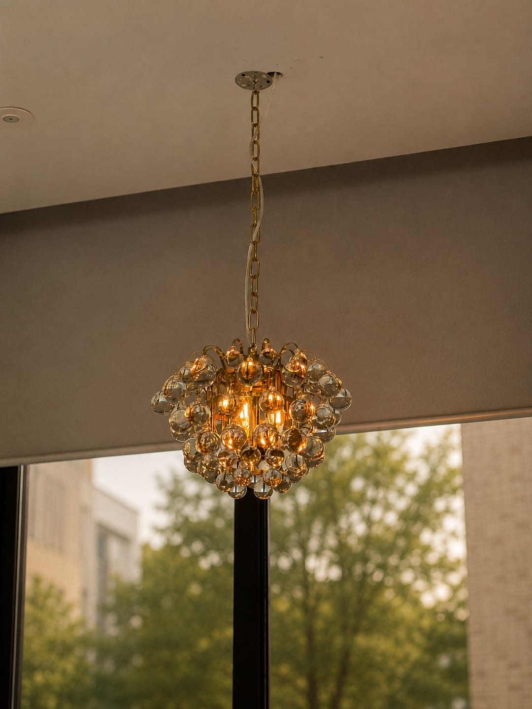 Customer photo review of Brass Bloom Cascade Tiered Crystal Ball Firework Chandelier