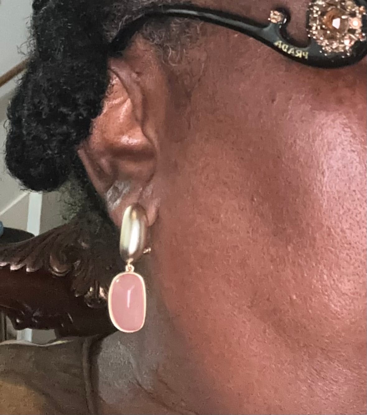Customer photo review of Harlow & Dylan by HEIDI DAUS®"Genuine Peach Moonstone" Earrings
