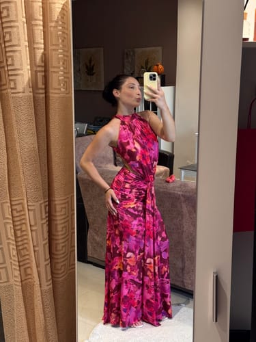 Customer photo review of Μάξι Floral Φόρεμα με Σούρα Εξώπλατο