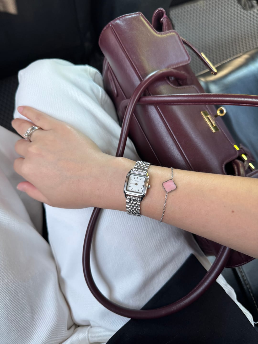 Customer photo review of Flora Silver Pink Bracelet