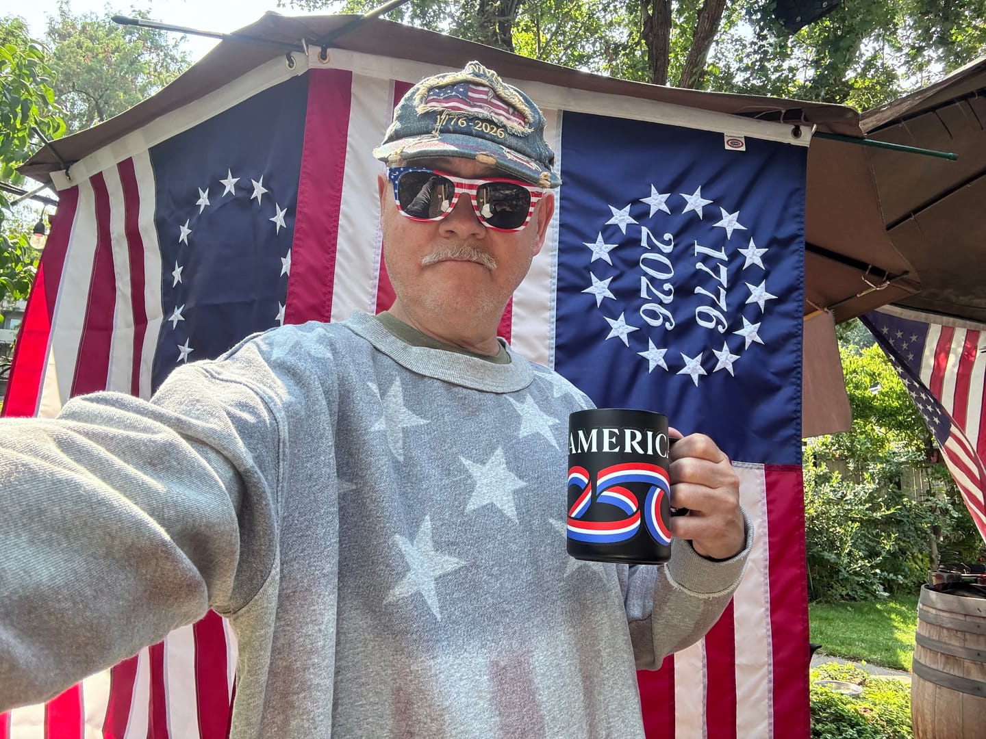 Customer photo review of Pacific Standard American Flag Washed Terry Pullover
