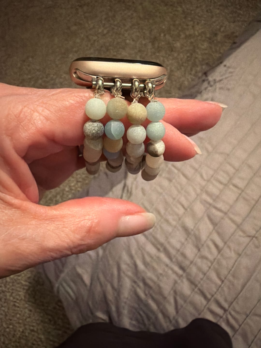 Customer photo review of Amazonite Jasper Stretch Apple Watch Strap