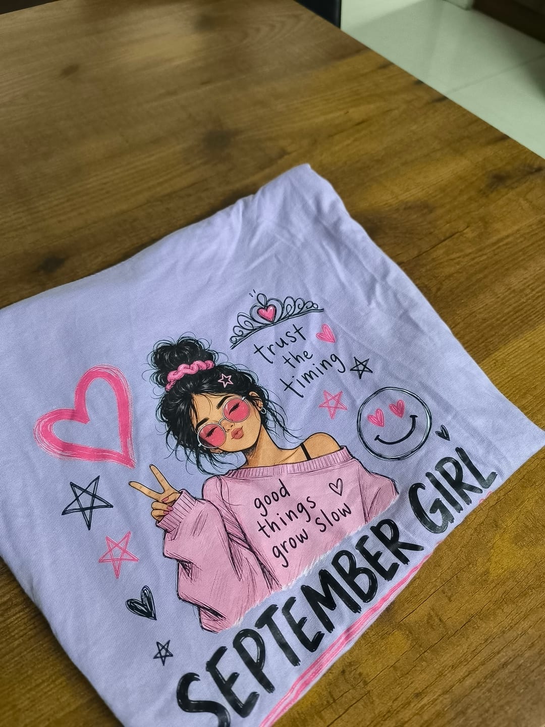 Customer photo review of Trust the Timing of September Girl an exclusive Premium Birthday T-shirt