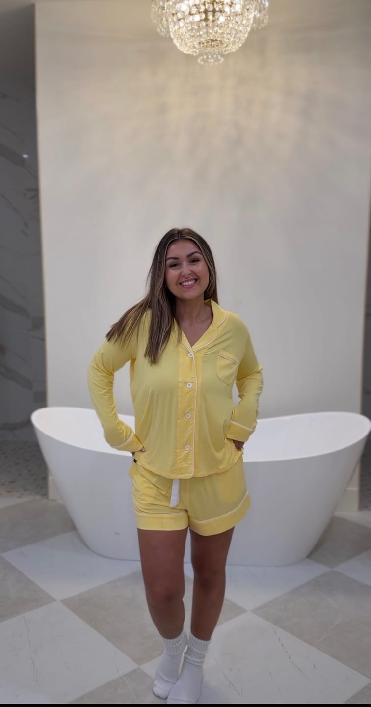 Customer photo review of Women's Button Up Short Set  - Lemon Drop