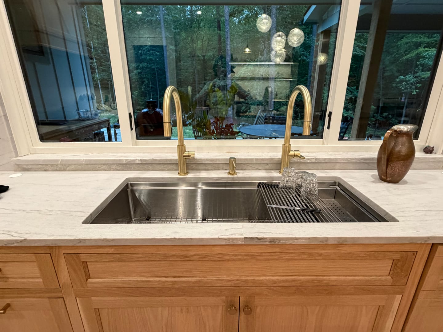 Customer photo review of 46" Undermount Workstation Sink – 16 Gauge Stainless Steel Single Bowl – Reversible Offset Drain – Seamless Drain (5LS46c)