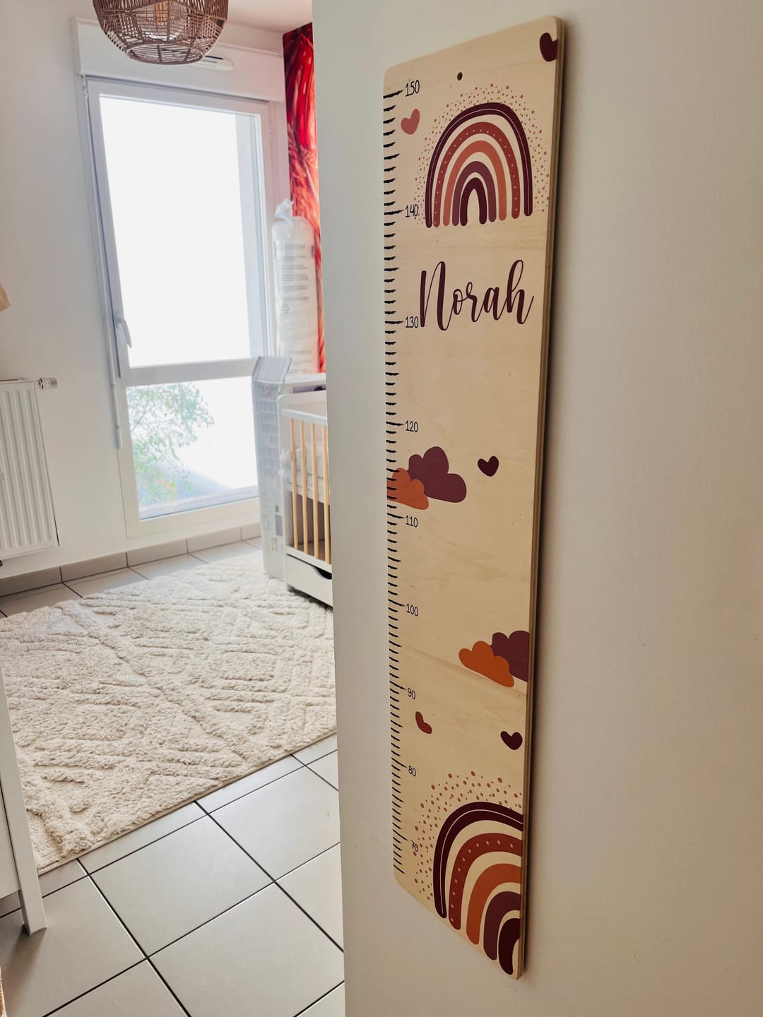 Customer photo review of Toise enfant personnalisée – Arc-en-ciel terracotta