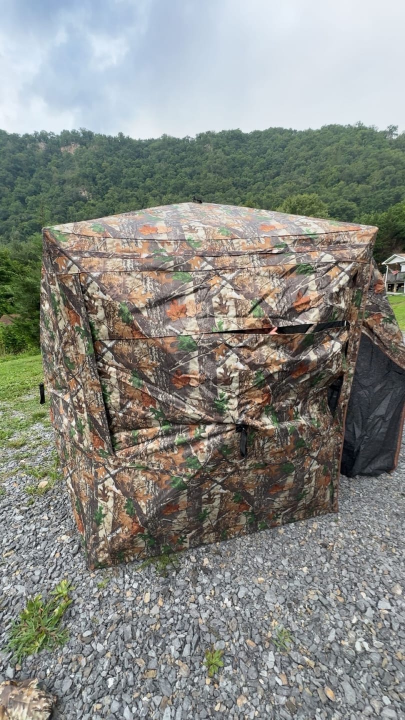 Customer photo review of VisTall 360 See-Through Ground Blind | 75-Inch 3 Person Pop Up Deer Blind with No-Trip Door | Portable Camo Hunting Blind with Blackout Curtain for Whitetail Deer Hunting