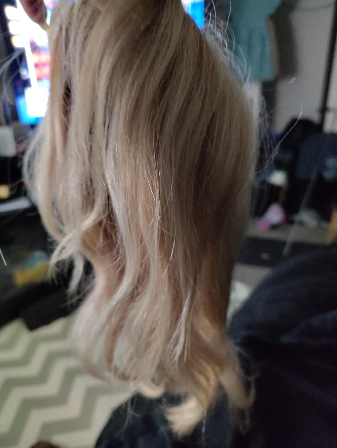 Customer photo review of Topper Human Hair Pieces For Hair Loss Pink Highlight Blonde #P18/613-5*5 inch |Youngsee
