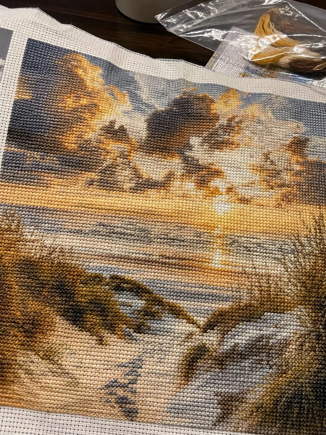 Customer photo review of Cross Stitch Kit - Footprints on Sand Dunes at Sunset