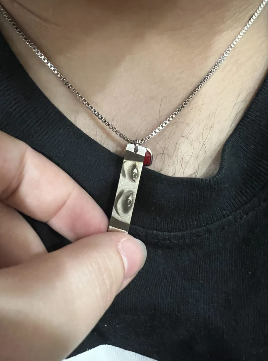 Customer photo review of Custom Eyes Necklace