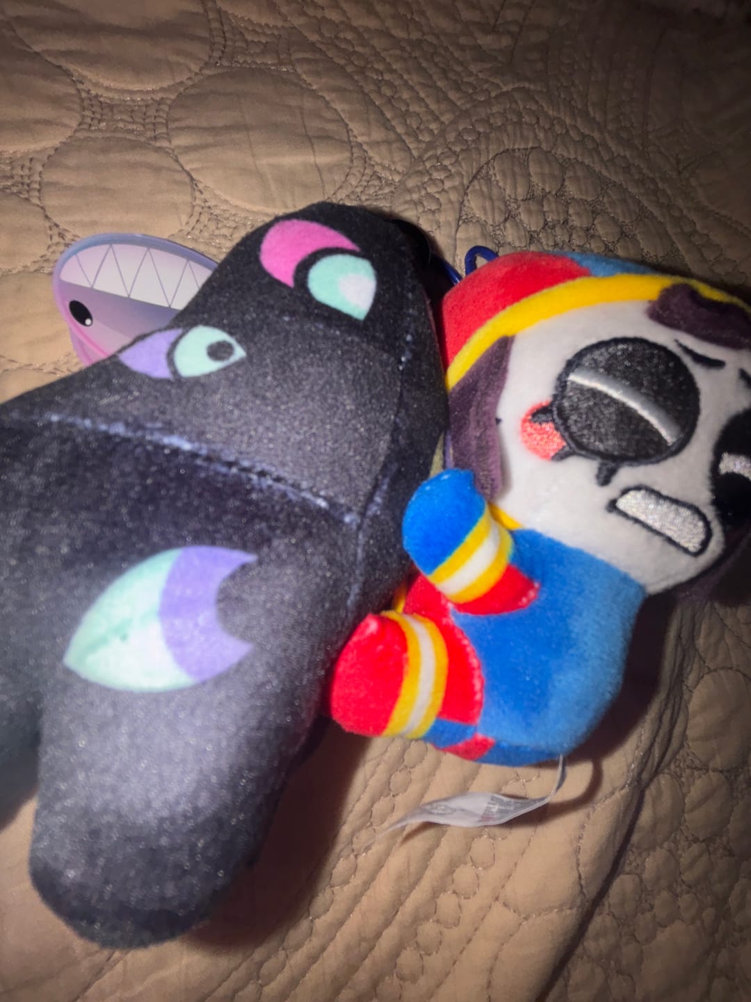 Customer photo review of Pomni & Abstraction Magnetic Plush Keychains