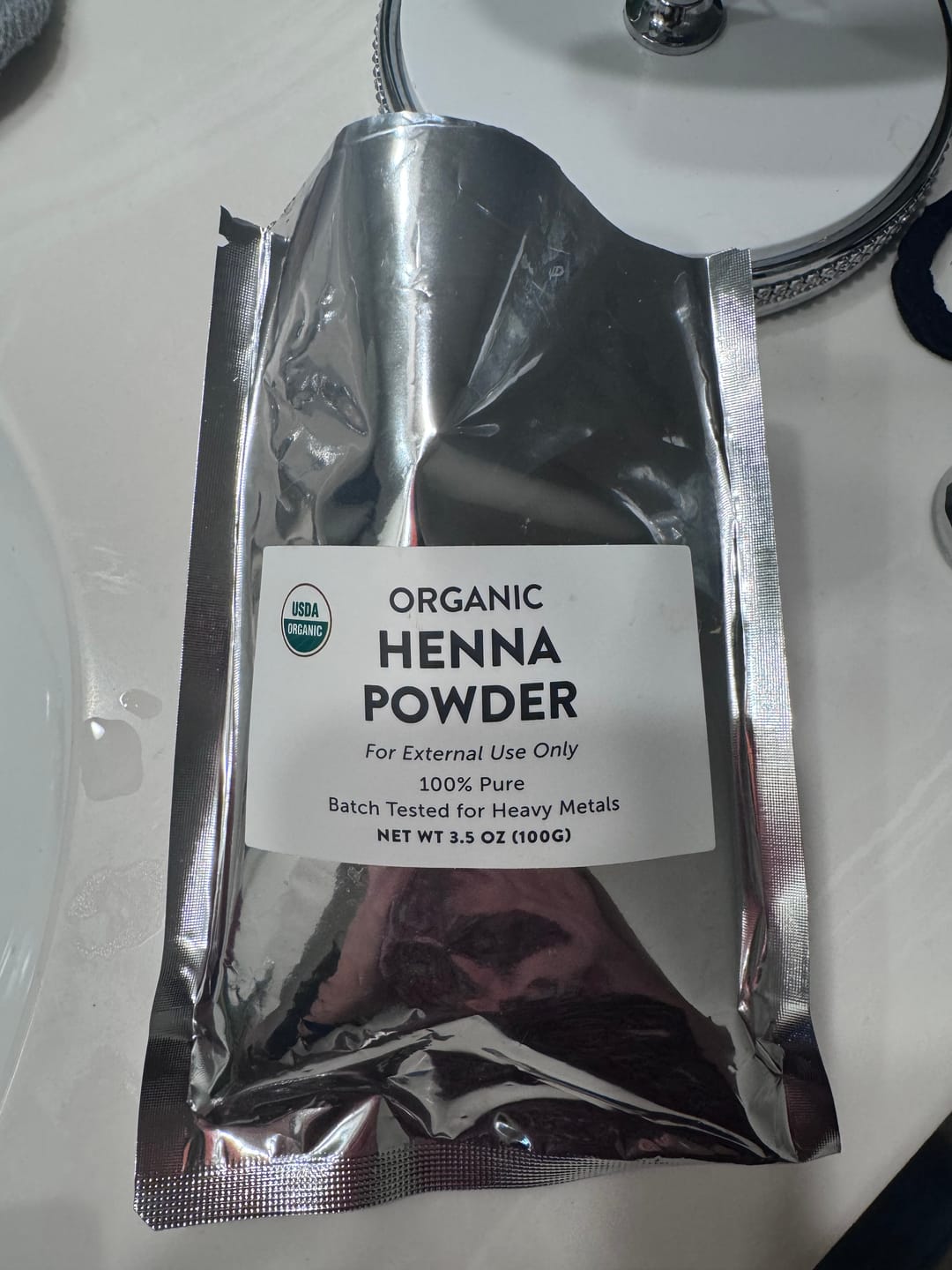 Customer photo review of Henna Powder (Mehndi), Certified Organic - 3.5 oz (100g)