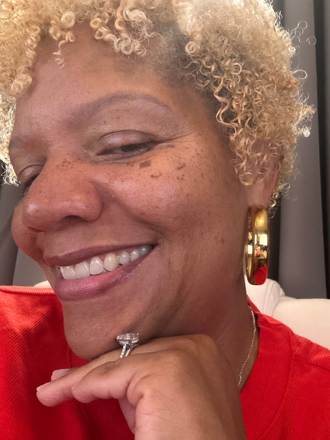 Customer photo review of Chunky Hollow Hoop Earrings