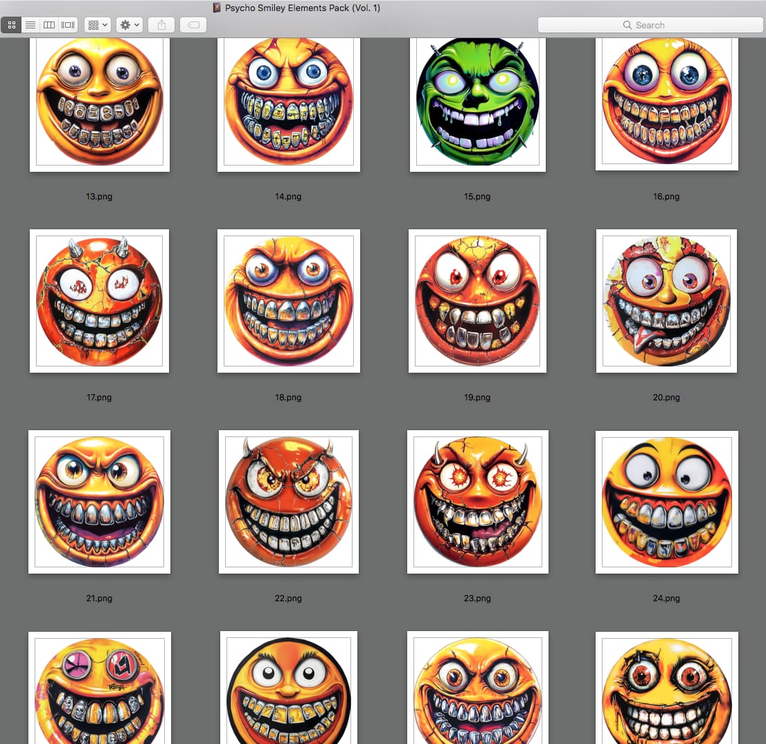 Customer photo review of Psycho Smiley Elements Pack (Vol. 1)