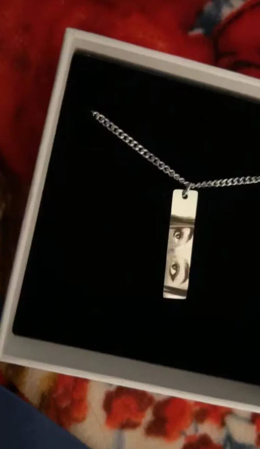 Customer photo review of Custom Eyes Necklace