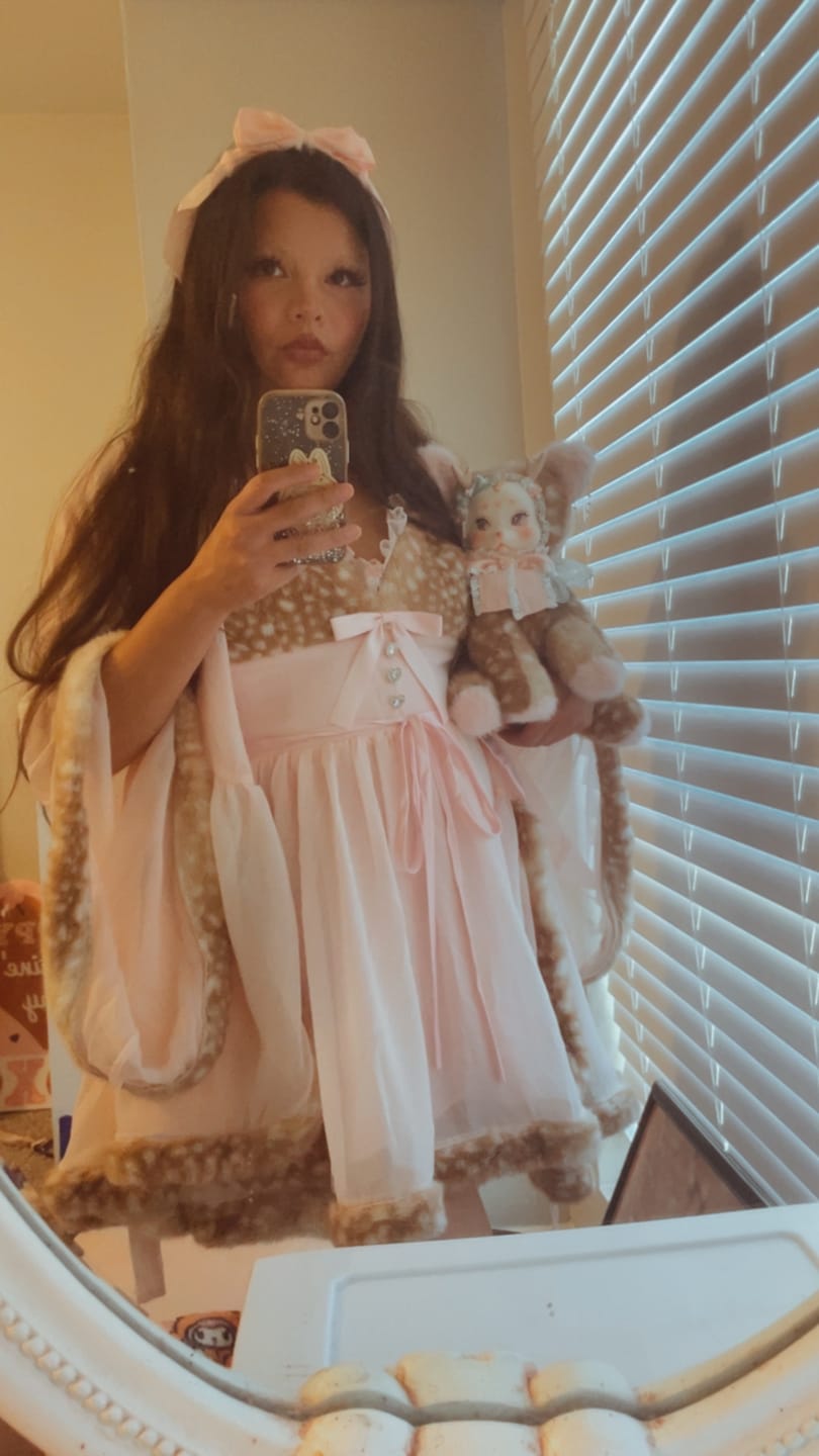 Customer photo review of Bambi Princess Fur Chiffon Babydoll Dress (Pink)
