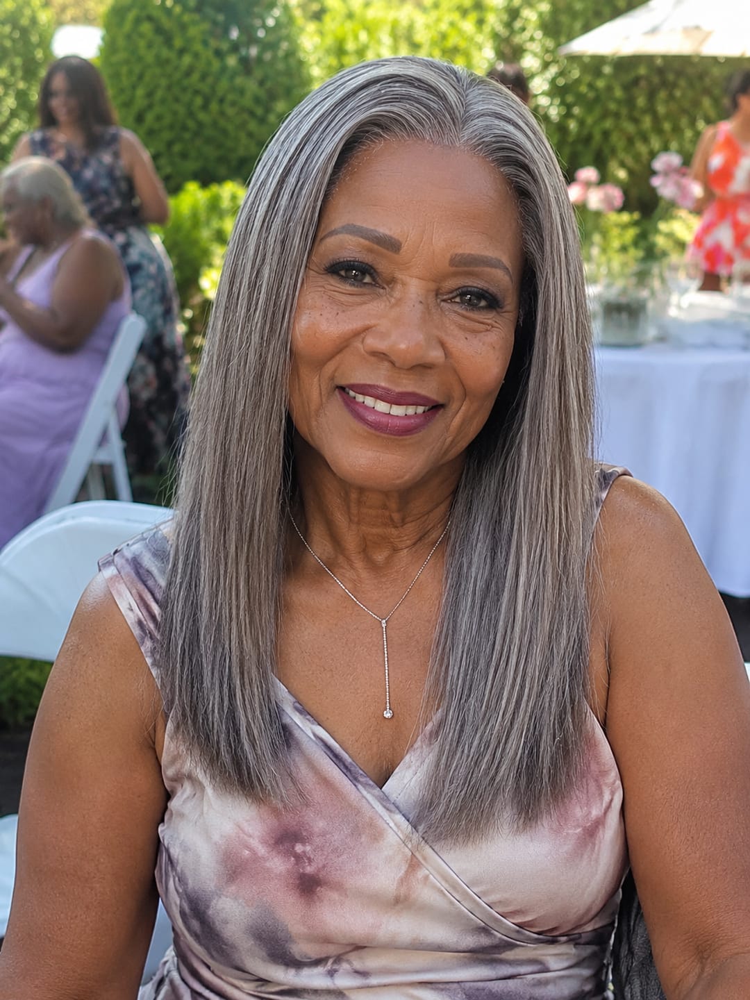 Customer photo review of Luvwin Salt & Pepper Gray Beginner Friendly Glueless Straight Wig 100% Human Hair